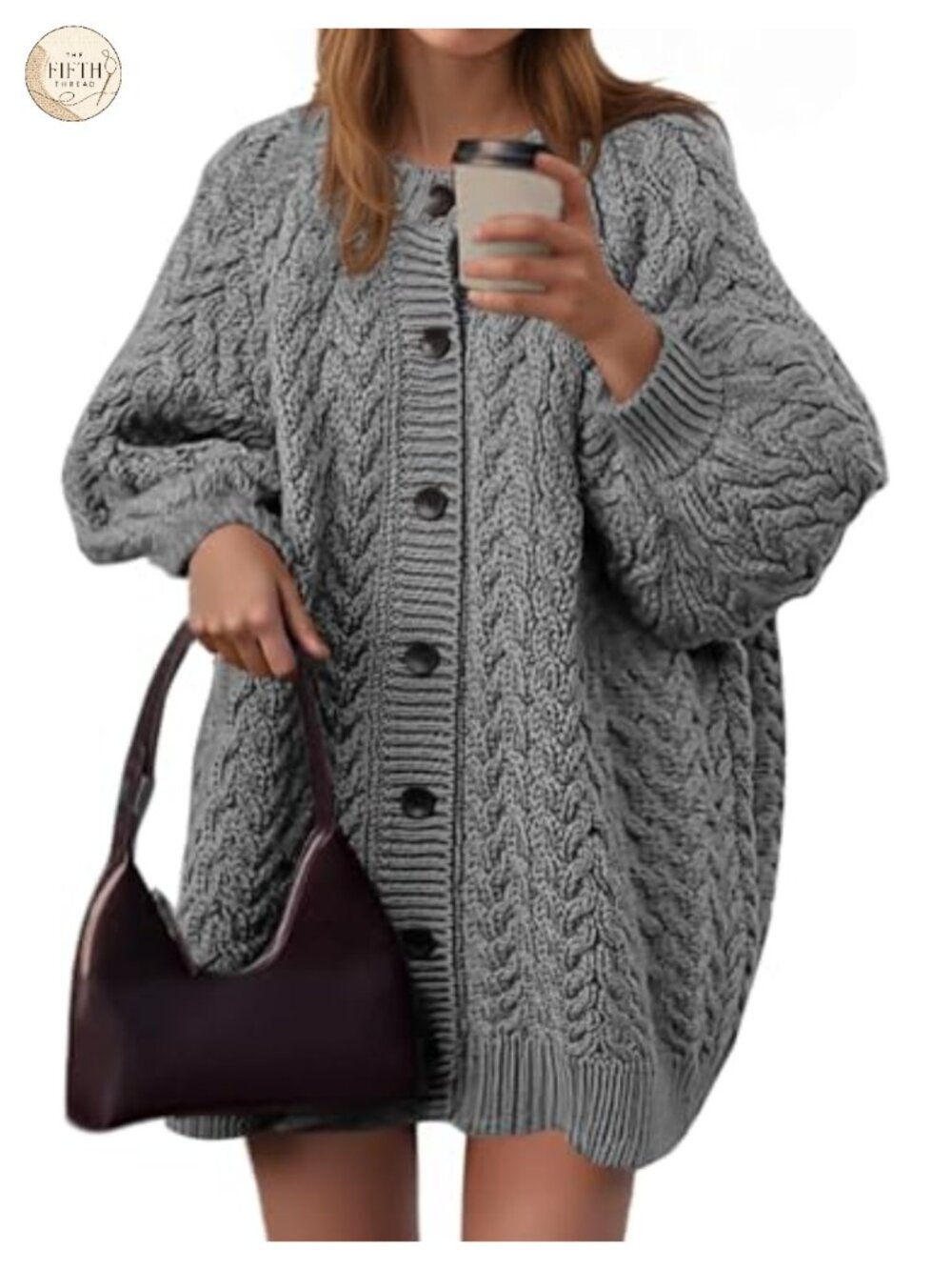 Cable Knit Chunky Cardigan Oversized Button Down Sweater